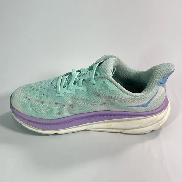 HOKA ONE ONE Clifton 9 Wide Running Shoes Women 9D Sunlit Ocean Lilac Mist - Image 6