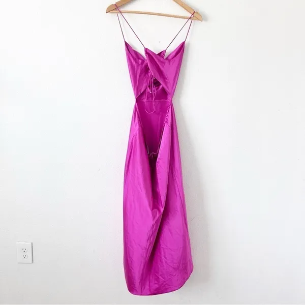 Runaway The Label Magenta Satin Cowl Neck Slip Dress Size 8 - Image 7