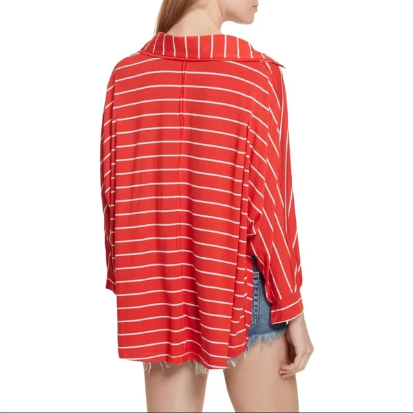 Free People We the Free Can't Fool Me Striped Tee - Red - XS - Image 4