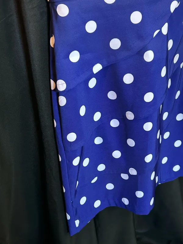 Connected Apparel Women’s Blue & White Polka Dot Sleeveless Fit & Flare Dress 6 - Image 8
