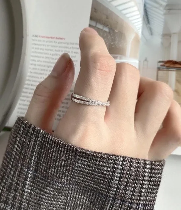 Grogeous Micro Pave Cross Ring Silver - Image 3