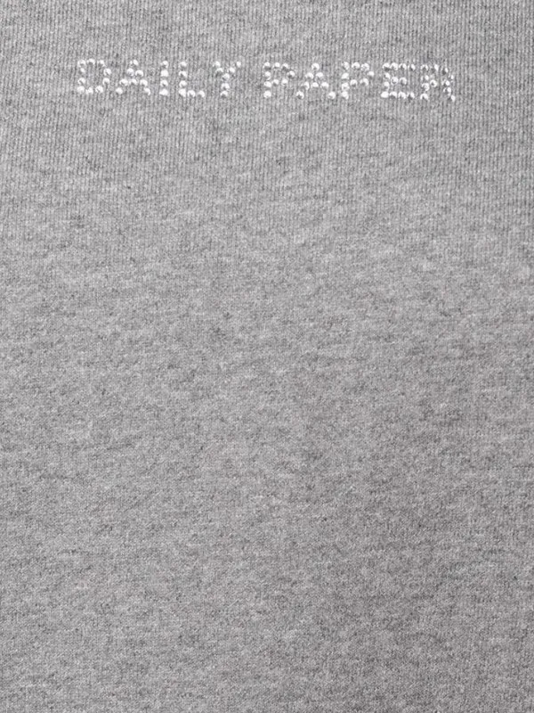 Daily Paper Horhine Rhinestone Logo Cotton Oversized Gray Hoodie XS - Image 4