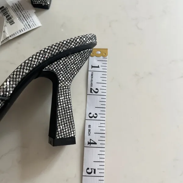 Zara Silver Sparkly Peep Toe Heeled Mules Glitter Shoes EU 37 NWT - Image 5