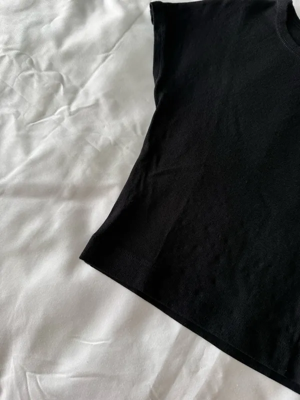 Black Cropped Short Sleeve Tee From Italy - Image 3