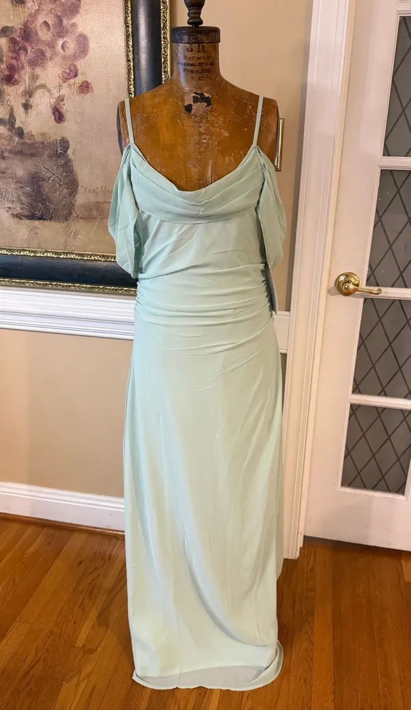 Tfnc London Womens Cold Shoulder Cowl Neck Chiffon Maxi Dress Size 10 - Image 2