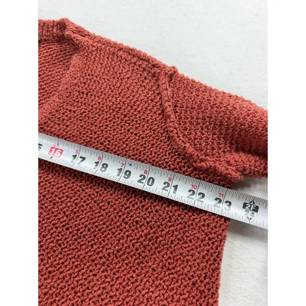 Free People Terracotta Rust Orange Popcorn Knit Open Front Cardigan Sweater XS - Image 7