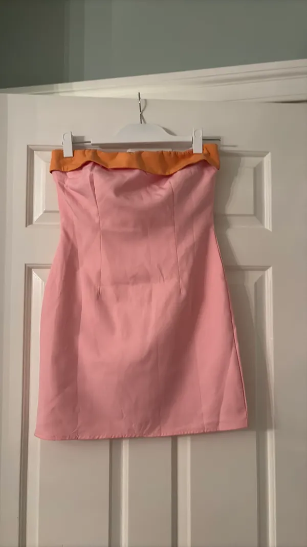 Princess Polly Mini Dress Pink Strapless HOCO orange rim - Image 2