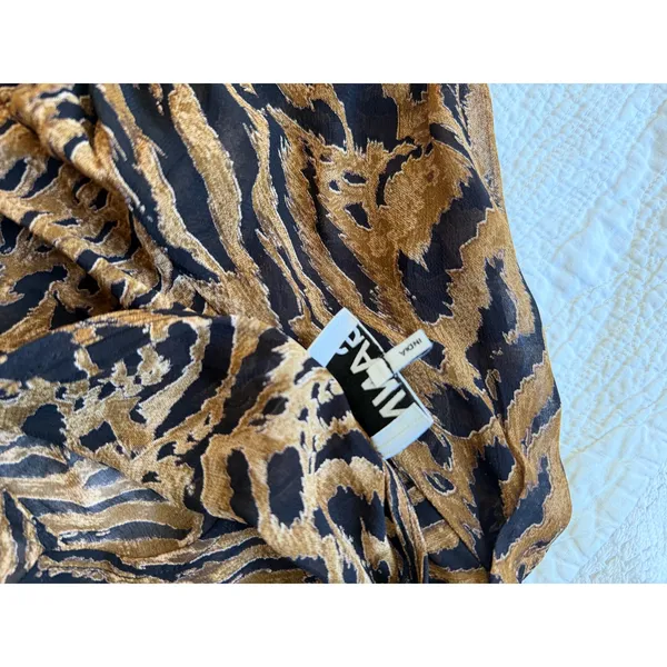 GANNI Animal Print Tie Front Blouse Top EU 34 XS 100% Viscose - Image 9