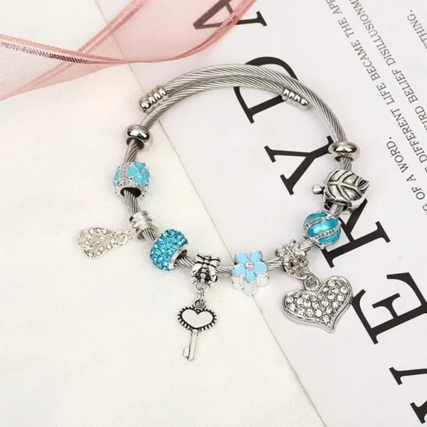 Love Heart Key Charm Bracelet for Women - Image 3