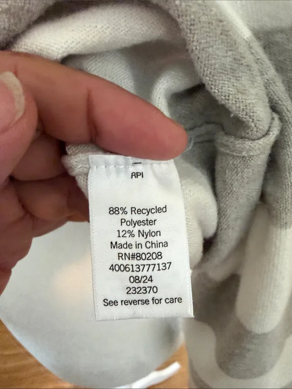Light Gray and White Striped Boatneck Sweater - Image 6