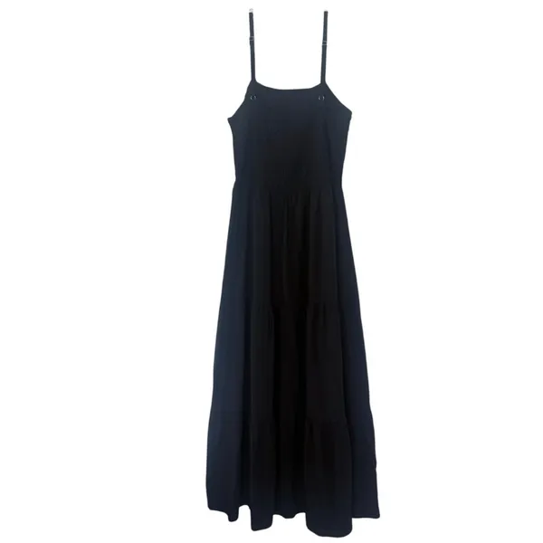 Amazon Black Smocked Tiered Maxi Dress Sleeveless Lightweight Flowy Whimsigoth - Image 2