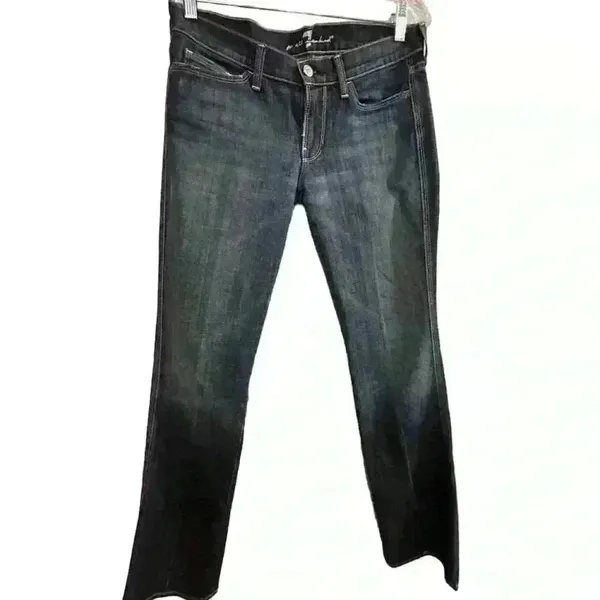 7 For All Mankind Women's Bootcut‎ Jeans Size 28 Dark Blue Stretch Denim - Image 11