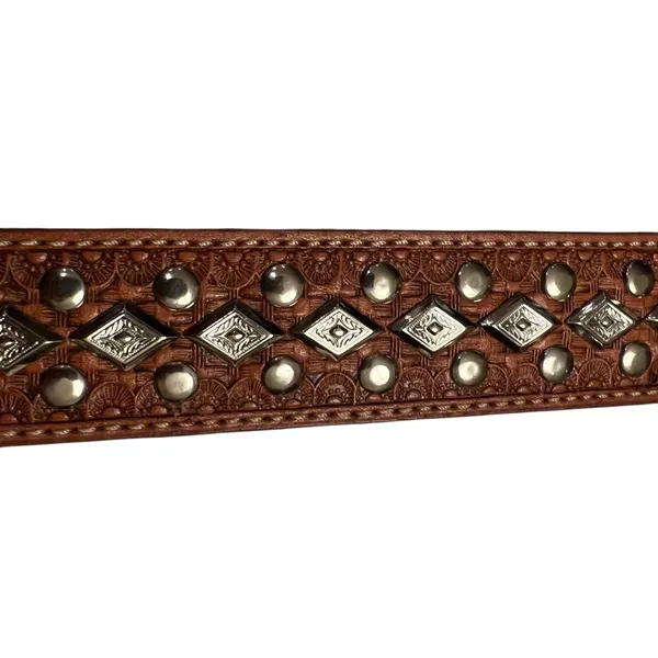 Concho Cowgirl Leather Belt with Silver Studded Hardware - Image 12