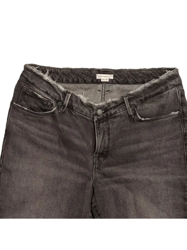 Good American Black Distressed Raw Hem Jeans Size 14/32 - Image 3