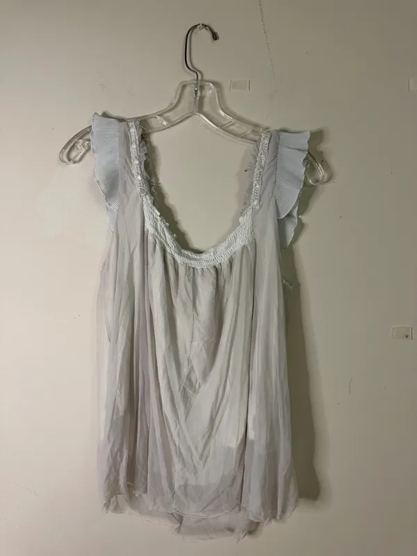 Women’s White Ruffled Sleeveless Peplum Tunic - Image 3