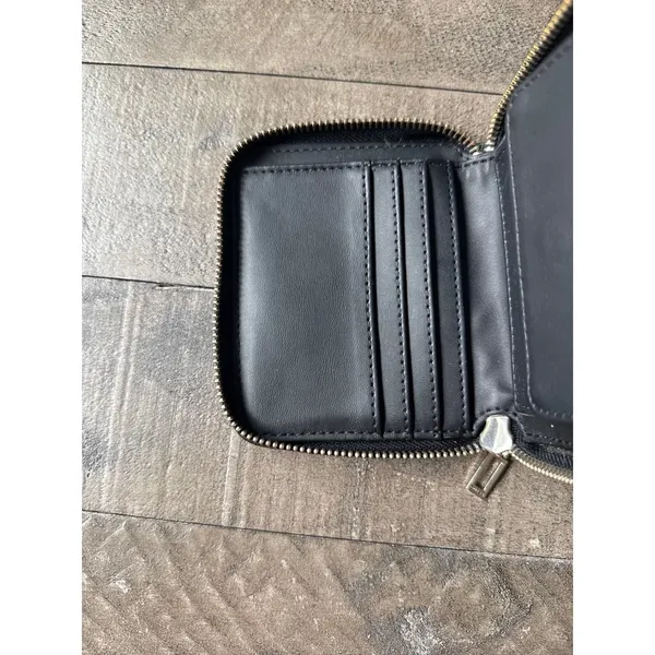 GUESS Women's‎ Zip Around Mini Wallet Coin Purse Card Holder Black Logo - Image 4