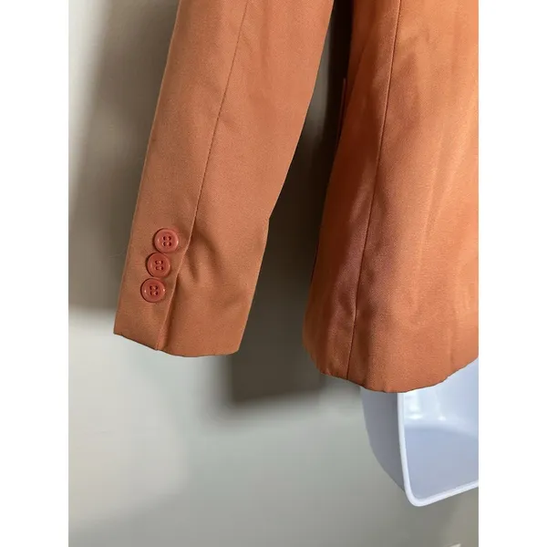 Vintage Sanyo Fashion House Tokyo Burnt Orange Structured Blazer Japan Made Sz 8 - Image 5