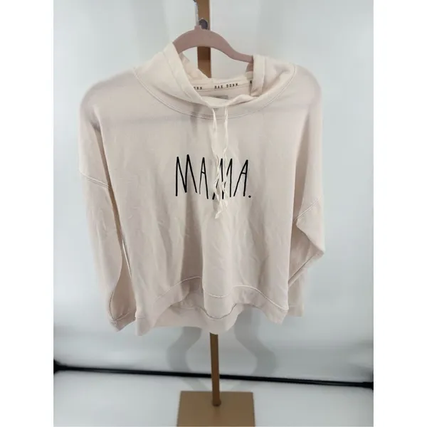 Rae Dunn Mama Funnel Neck Pullover Sweatshirt Size Small Cream - Image 5