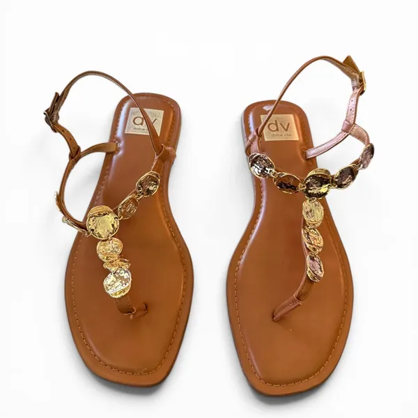 Dolce Vita DV Brown Jorjie Hammered Metal Sandal Size 9 - Image 2
