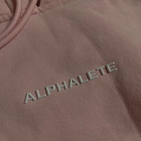 ALPHALETE Pink Hoodie Sweatshirt Pullover Drawstring Hood Pockets Size S - Image 2