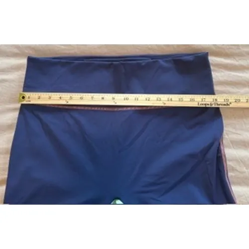 Fabletics Navy Blue Lime Green Colorblock High Waisted Leggings Back Zip Pocket - Image 3