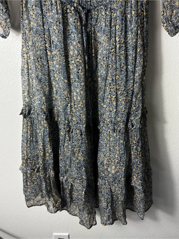 Anthropologie Kira Off-The-Shoulder Peasant Dress Blue Floral Size 0 - Image 4
