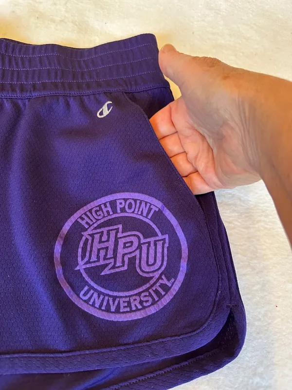 High Point University Gray Tee + Black Adidas Tee + Purple HPU Shorts Set Sz M - Image 11