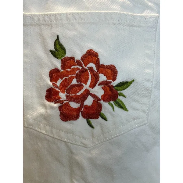 Reformation Jeans Pants Women 26 White Floral Embroidered Straight Leg New Denim - Image 6