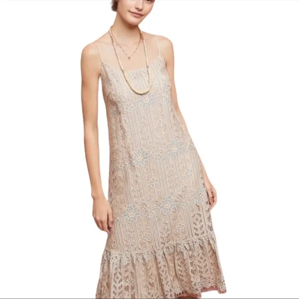 NWT Eli + Ali by Anthropologie Twilight‎ Lace Dress in Silver Size Medium - Image 2