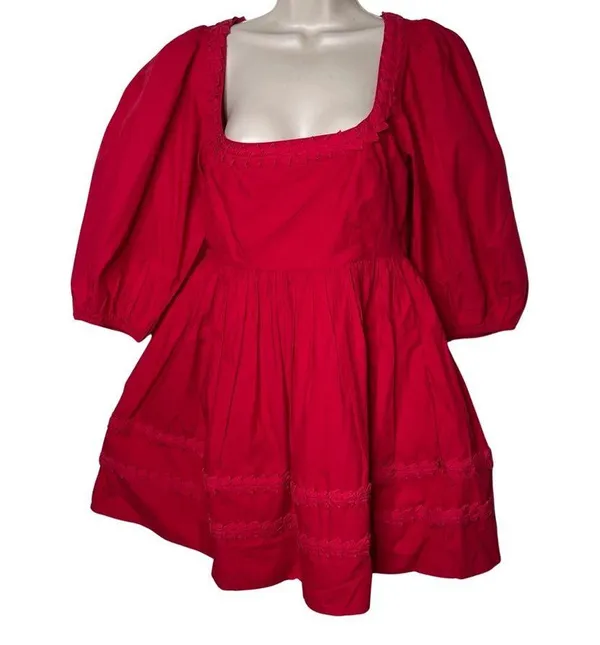 NWT RHODE Red Daya Mini Dress in Popppy sz 12 - Image 2