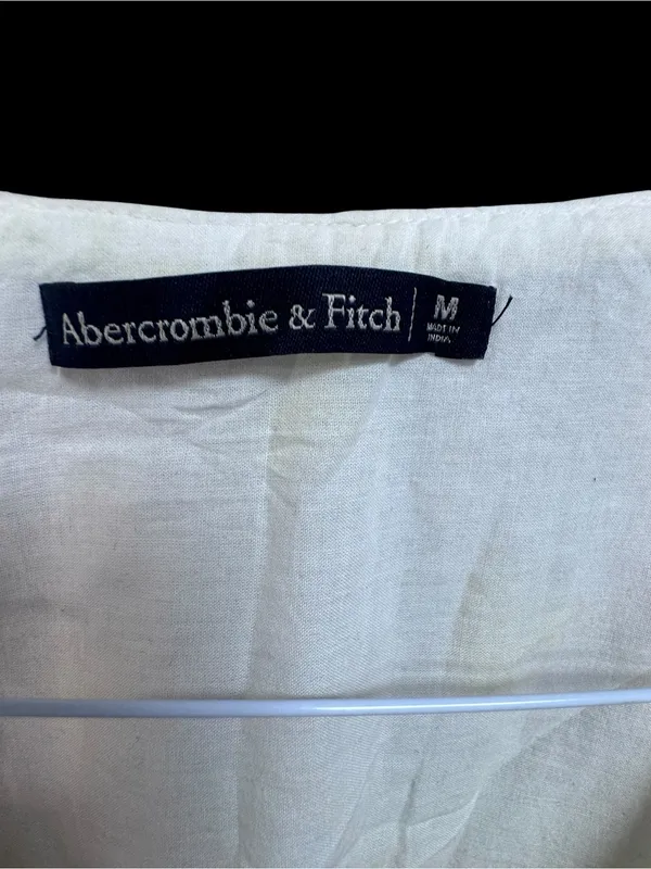 Abercrombie & Fitch White Tie-Front Top with Yellow Floral Embroidery - Image 3
