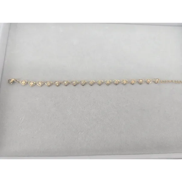 Bracelet Womens Heart Link Gold White Enamel‎ Dainty 7-9in - Image 3