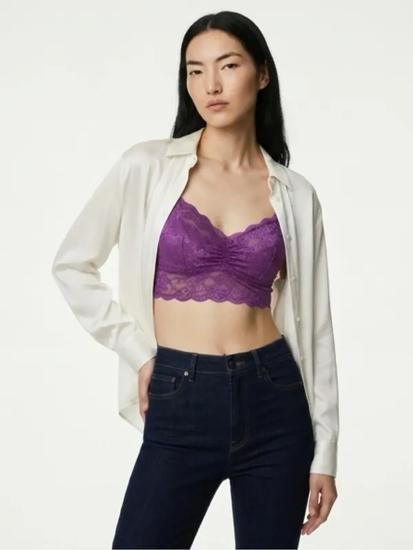 PINK Victoria's Secret Purple Lace Bralette Size Medium - Image 9