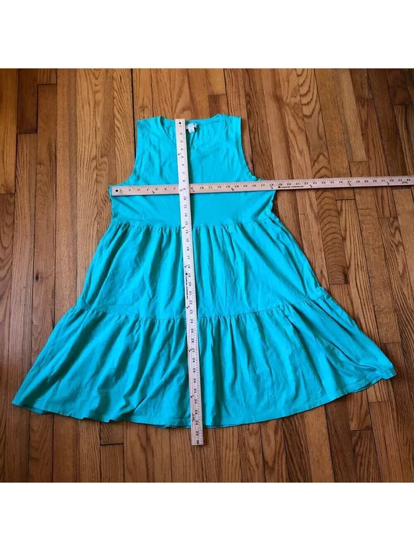 J.Crew EUC Women's Green Aqua Knit Sleeveless Dress Size M - Image 2