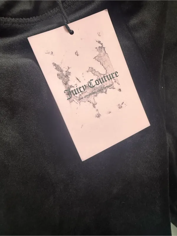 Juicy Couture Black Velour Boot Cut Pants with Rhinestone Logo - Image 5