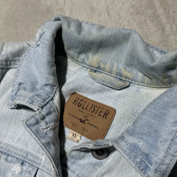 VaTg Y2K HOLLISTER Button Up Blue Jean Jacket Women's Size XS Denim Casual Coat - Image 2