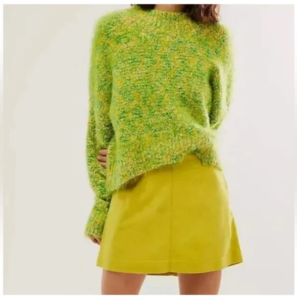 Free People Women's Stardust Pullover Lemon Lime Green Combo S - Image 2