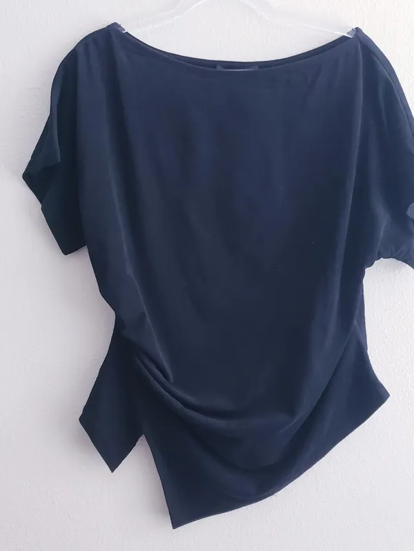 Cider Vertical Short Sleeve  Solid Blouse - Image 3