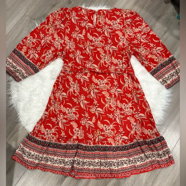 Beach Lunch Lounge Floral Print Dress Women's Size L Boho - Image 2