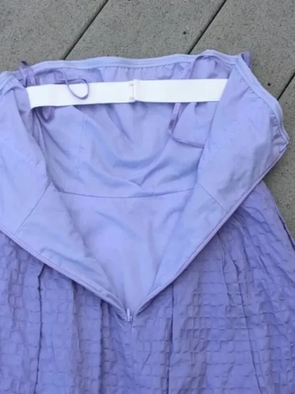 J. Crew Purple Crinkle Pattern Strapless Dress with Pockets - Image 7