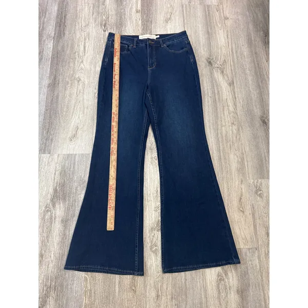 Soft Surroundings‎ Womens High Rise Flare Leg Jeans Dark Wash Blue Size 10 - Image 6
