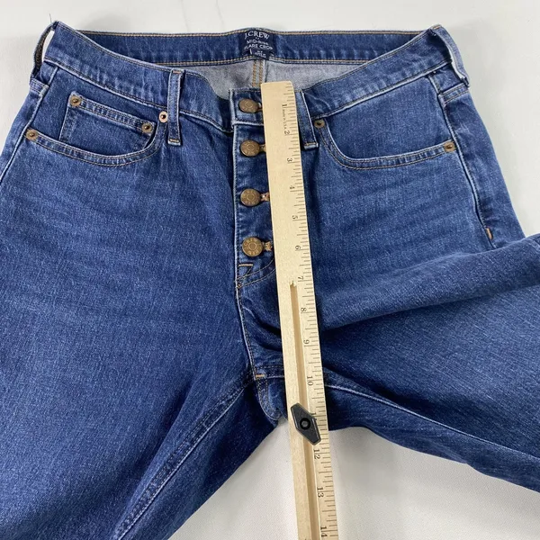 J Crew Jeans Womens‎ 27 Blue Mid-Rise Flare Crop Button Fly Stretch Denim Casual - Image 9