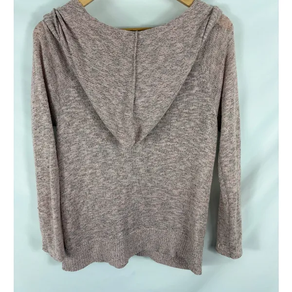 Bobeau Knit V Neck Light Pink Lightweight Hoodie Size Large - Image 4