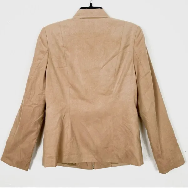 Vintage Tan Suede Beaded Western Zip Up Jacket Tan Size 6 - Image 2