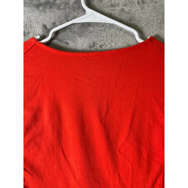Maeve Anthropologie Embellished Cotton Swing Top Orange Flutter Sleeve Small - Image 4