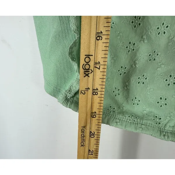 Madden NYC Babydoll Corset Top Large‎ Cropped Green Embroidered Coquette Fairy - Image 3