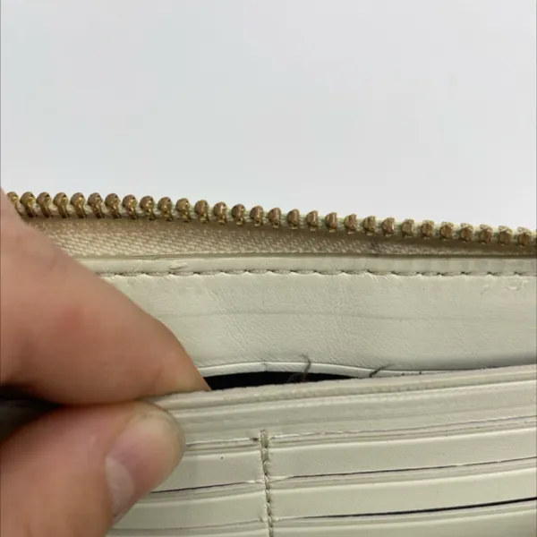 Coach Signature C Zip Around Beige Cream Coated Canvas Wallet - Image 8