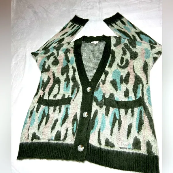 Mystree Womens Soft Cardigan Sweater Size Medium Button Up Pockets Multi Pattern - Image 3