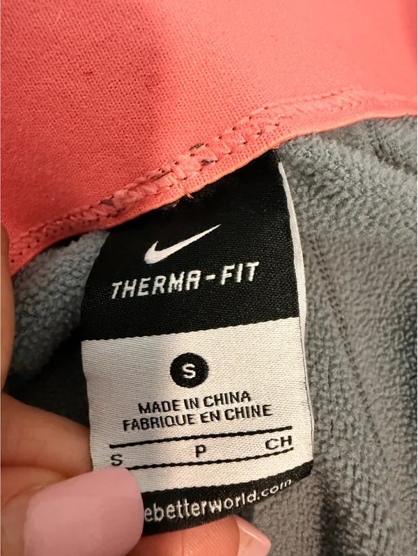 Nike Women Small Therma-Fit Sweatpants Dark Gray with Coral Logo - Image 7