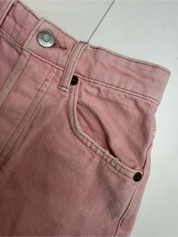 Zara Dusty Pink Frayed Denim Shorts size 0 - Image 8
